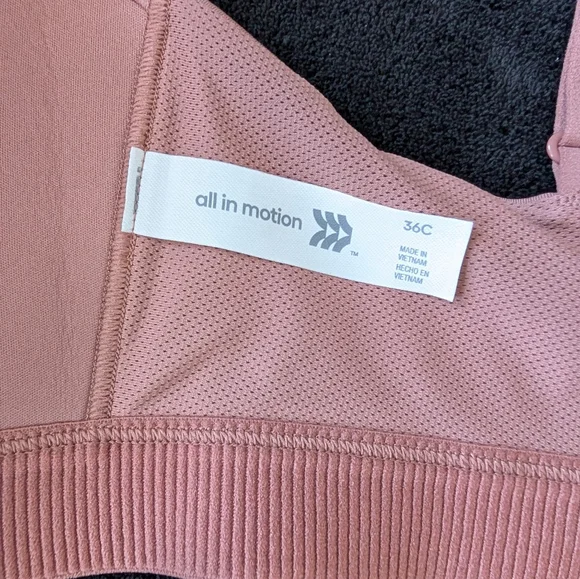 NWT All In Motion Zip Front High Impact Sports Bra 36C Rosy Dusty Pink Neutral - Picture 8 of 10